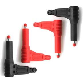 DGZZI 90 Degree Right Angle Banana Plug 4PCS 4mm Black and Red Shrouded Right Angle Plug Connector for Safety Test