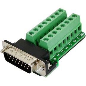 Twinklebay D-SUB DB15 ذكر 15 دبوس إلى موصل لوحة القطع الطرفية مع براغي