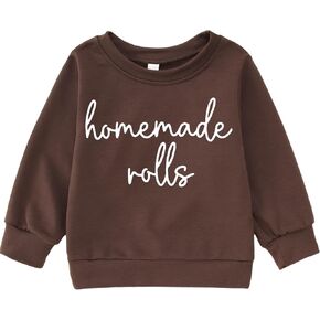 Thanksgiving Sweatshirt Toddler Baby Girl Boy Homemade Rolls Shirts Long Sleeve Pullover Top Fall Outfit Clothes