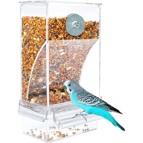 VERTUPET No Mess Bird Feeder حاوية طعام أكريليك شفافة أوتوماتيكية لقفص تغذية الببغاء الأوتوماتيكية حاوية البذور ملحقات القفص للببغاء الكناري وكوكاتيل فينش