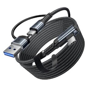 Link Cable 16 FT, Compatible with Meta Oculus Quest3/Quest 2/Pro/Pico4 Accessories and SteamVR, USB3.0 Nylon Braided USB C Cable with 5Gbps High Speed Data Transfer