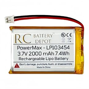 Lithium Polymer Battery 3.7V 2000mAh 103450 103454 Lipo Rechargeable Battery Pack with Wire JST-PH2.0 2-Pin Connector