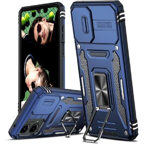 LeYi for Moto G-5G-2024 Case: [NOT FIT G 5G 2023/2022] Motorola G 5G 2024 Case with Magnetic Stand & Slide Camera Cover, Heavy Duty Protective Funda para G 5G 2024, Navy Blue