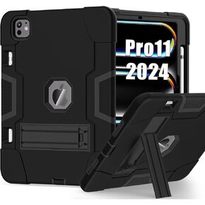 TSQQST for iPad Pro 11 Inch Case M4 5th Generation 2024, iPad Pro 11 Case with Pencil Holder+Stand, Full-Body Protective Rugged Shockproof Cover for iPad Pro 11 Inch 5th Gen, Black Blue