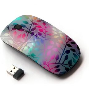 [ Optical 2.4G Wireless Mouse [ Pastel NEON Leaf Pattern ]