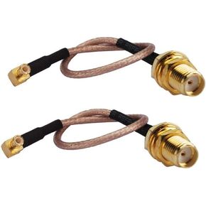 DHT Electronics 2PCS RF coaxial coax cable assembly SMA female to MCX male right angle 6''