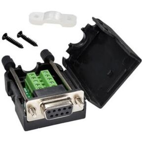 طقم مهايئ أنثى D-Sub DB9 إلى مجموعة مهايئ كتلة طرفية لولبية، بدون لحام، حزمة 2X، أنثى COM9، برغي إبهام، EZSync903