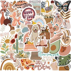 50Pcs Cute Vintage Stickers, Vinyl Waterproof Aesthetic Stickers, Scrapbook Stickers for Water Bottle, Notebook Laptop Computer Guitar for Kids Teenagers Adults