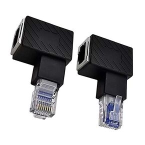 RJ45 Ethernet Adapter, 90 Degree Angle Cat5e/Cat6 Ethernet RJ45 8P8C Male to Female Network Adapter Connector for Computers, Laptops, Routers(2-Pack)(Left & Right)