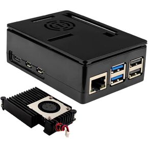 Raspberry Pi 5 Case, Black ABS Case with Active Cooler Heatsink for Raspberry Pi 5(5B610)