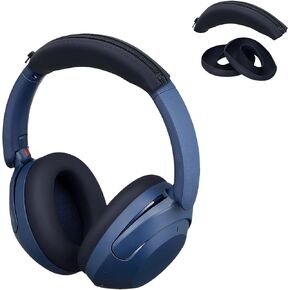 طقم غطاء رأس ووسائد أذن من السيليكون من kwmobile متوافق مع هاتف Sony WH-XB910N - أغطية - أزرق داكن
