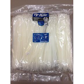 TY26M Cable Tie 40lb 11" Natural Nylon with Stainless Steel Locking Device Bulk Pack 1000 Per Bag