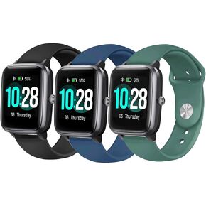 متوافق مع أحزمة الساعات الذكية Veryfitpro ID205L/ID205/ID205U/ID205S/ID205G/SW020/SW021 من السيليكون الناعم المقاوم للماء وقابل للتعديل لـ Willful Yamay Letscom Letsfit للنساء والرجال