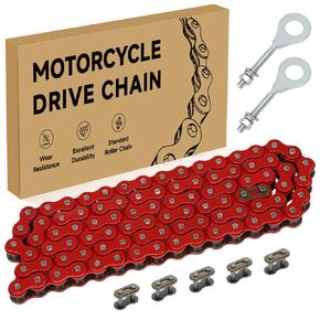 420 Chain Mini Bike Rear Drive Chain 90 Links for Coleman Mini Bike CT200U BT200X CT200U-EX Baja Warrior Massimo MB200 TrailMaster Predator 212cc 196cc 6.5hp Powersports Parts W/Chain Adjuster