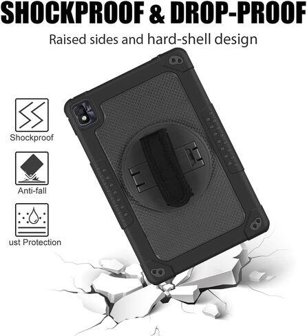 for Nokia T20 Tablet Case,Heavy-Duty Shockproof Kids Friendly Hybrid Rugged Protective Case for Nokia T21/TCL Tab Pro 5G(Model: 9198S)/VASTKING KingPad M10 10.36 inch Tablet (Black/Black) in Saudi Arabia