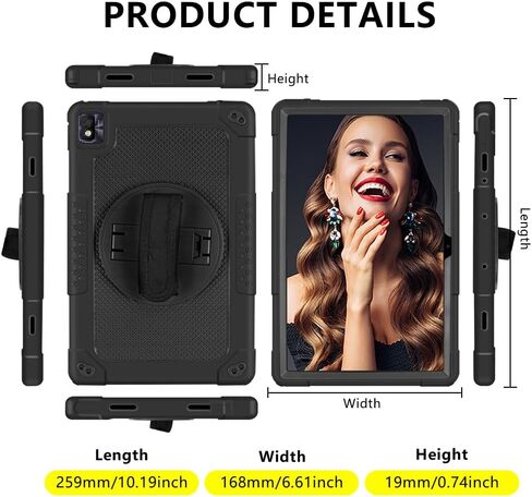 for Nokia T20 Tablet Case,Heavy-Duty Shockproof Kids Friendly Hybrid Rugged Protective Case for Nokia T21/TCL Tab Pro 5G(Model: 9198S)/VASTKING KingPad M10 10.36 inch Tablet (Black/Black) in Saudi Arabia