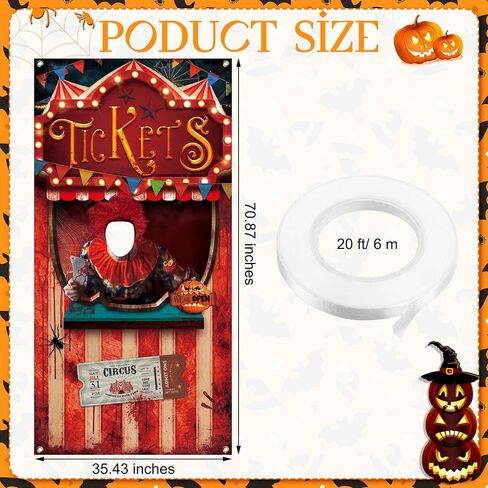 Lenwen Halloween Carnival Circus Theme Party Decorations Halloween Carnival Photo Door Banner Ticket Booth Backdrop Props Carnival Photo Games Booth Props Carnival Photo Backdrop for Halloween Supply in Saudi Arabia