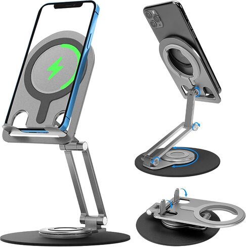 UCINNOVATE Cell Phone Stand for Desk, Adjustable Height and Angle Aluminum Charging Holder Dock for Magsafe Charger, Compatible with iPhone 15/14/13/12 Series[Charger Not Included] in Saudi Arabia