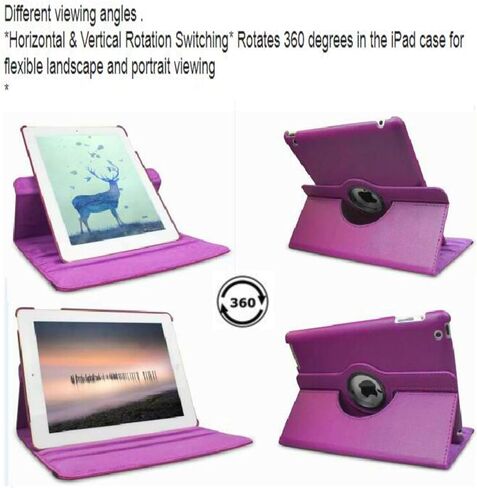 حافظة لجهاز ipad 4th / 3rd / 2nd Generation 9.7 بوصة (طراز قديم منذ 11 عامًا) موديل A1458 A1430 A 1416 Md510ll /A Mc979ll/A مع واقي شاشة وحامل وأغطية ذكية تدعم الاستيقاظ/النوم باللون الأسود in Saudi Arabia