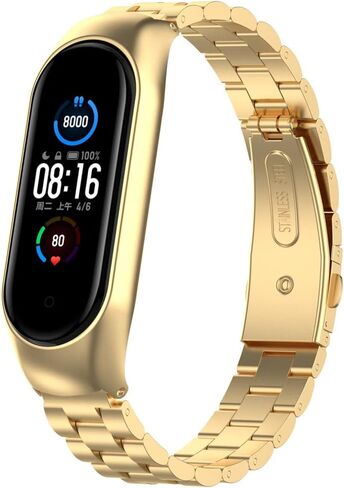 KOMI Mi Band 7 Watch Band - Metal Stainless Steel Replacement Strap Compatible for Xiaomi Mi Band 7 Tracker smartwatch(Black) in Kuwait