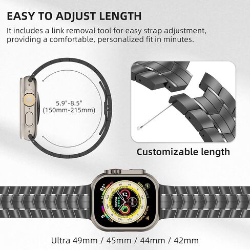 Titanium Band for Apple Watch Ultra 2&1-Grade 2 Titanium Band -Durable Lightweight Titanium Strap for Apple Watch Series 9 8 7 6 5 4 Men (49mm 45mm 44mm 42mm) in Saudi Arabia