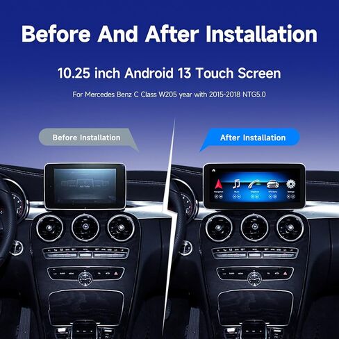 Android 13 راديو السيارة بشاشة لمس 10.25 بوصة ستيريو سيارة لمرسيدس بنز C GLC فئة W205 X156 2015-2018 سنة مع NTG5.0، يدعم Carplay اللاسلكي، Android Auto، الكاميرا، Mirrorlink in Kuwait