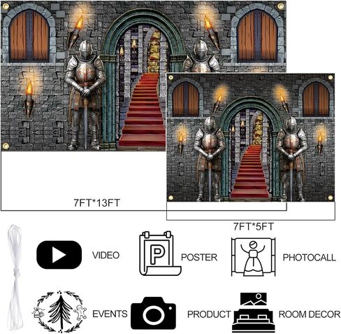Mixweer 7 x 5 ft Medieval Party Decorations Medieval Castle Backdrop Castle Wall Backdrop Medieval Banner Medieval Wall Decor for Party Supplies Halloween Birthday Knight Themed Photo Background in Saudi Arabia