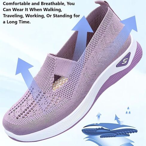 StoneLiquid Women's Comfortable Breathable Knitted Sneakers Orthopedic Walking Arch Support Soft Cut-Out Shoes in Saudi Arabia