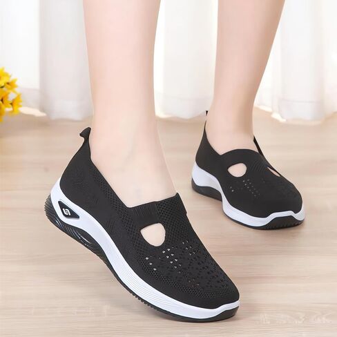 StoneLiquid Women's Comfortable Breathable Knitted Sneakers Orthopedic Walking Arch Support Soft Cut-Out Shoes in Saudi Arabia