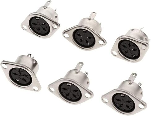 jing 5Pin DIN Female Jack Socket Connector Panel Mount Chassis Audio 2 Hole Soldering Din Jack Socket 6 Pcs in Kuwait