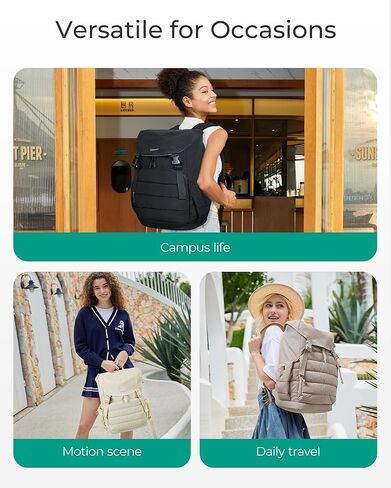 BAGSMART College Laptop Backpack, Large Opening Travel Backpack for Women,TSA Approved Personal Item, Outdoor Backpack for 15.6 Inch Laptop, Water-Resistant Casual Daypack, Black in Kuwait