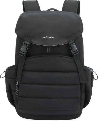 BAGSMART College Laptop Backpack, Large Opening Travel Backpack for Women,TSA Approved Personal Item, Outdoor Backpack for 15.6 Inch Laptop, Water-Resistant Casual Daypack, Black in Kuwait
