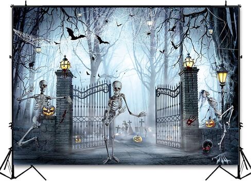 Avezano Halloween خلفية مقبرة فظيعة مخيفة للغابات التصوير الفوتوغرافي خلفية فوانيس اليقطين جمجمة أشباح موضوع زينة حفلات الهالوين عطلة صور كشك راية الدعائم (7 × 5 قدم) in Kuwait