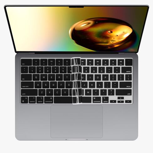 kwmobile Keyboard Cover Compatible with Apple MacBook Air 13.6 M3 2024 A3113 - Keyboard Cover US English QWERTY - Black in Saudi Arabia