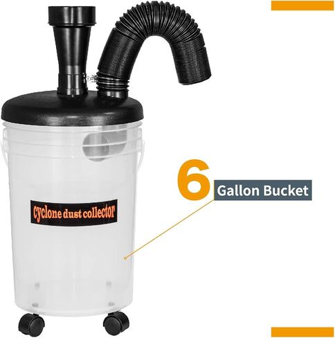 POWERTEC 70293 Cyclone Dust Collector and Separator Kit w/Clear 6 Gallon Dust Bucket, Hoses, Reducers, Couplers and Hose Clamps in Saudi Arabia