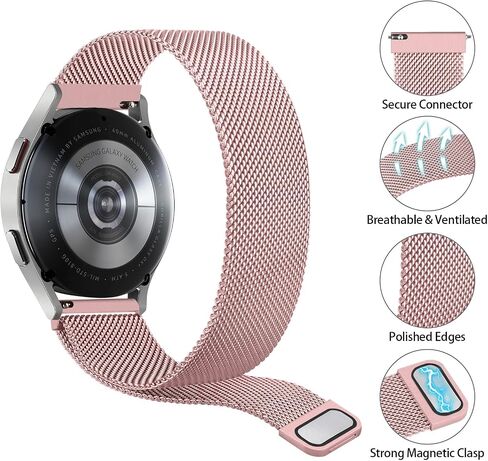 Metal Bands Compatible with Samsung Galaxy Watch 5 Band 40mm 44mm, Galaxy Watch 5 Pro Bands 45mm, 20mm Stainless Steel Replacement Strap for Galaxy Watch 5 Band Women Men in Kuwait
