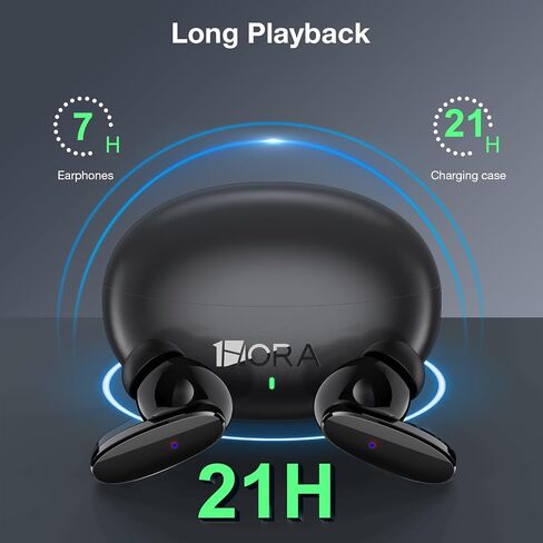 1 Hora Wireless Earphones Bluetooth 5.3, in-Ear Headphones with Charging case, Built-in mic Wireless Earbuds Compatible with iPhone, Android Smartphone, Tablet, Laptop (Black) in Saudi Arabia