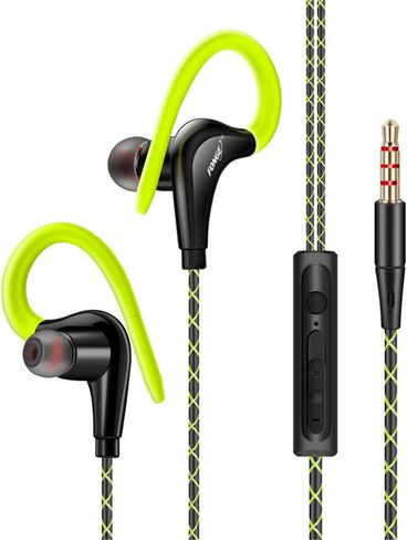 Docooler Wired in-Ear Waterproof Earphones Ear Hook Earbuds Stereo Super Bass Headphones Sport Headset with Mic Black in Kuwait
