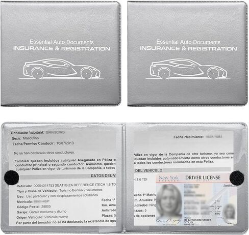 Augeny 2PCS Car Registration and Insurance Holder, Auto Essential Glove Box Organizer for Driver License Document, Vehicle Paperwork Case Wallet with Closure for Men Women(Gold Printing, Blue) in Saudi Arabia