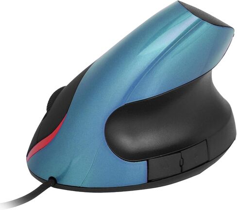 ماوس ألعاب سلكي بدقة 3200 نقطة في البوصة، ماوس USB سلكي عمودي، تصميم مريح، ماوس ألعاب لمسند المعصم، ماوس ألعاب عمودي، مناسب لأجهزة الكمبيوتر المحمولة (أزرق) in Kuwait