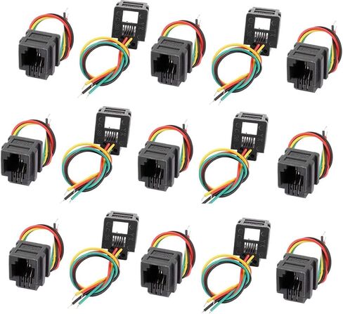 مع أسلاك RJ9 أنثى موصل 4P4C PCB مقبس جبل موصلات الهاتف محولات رمادي - (15 قطعة) in Kuwait