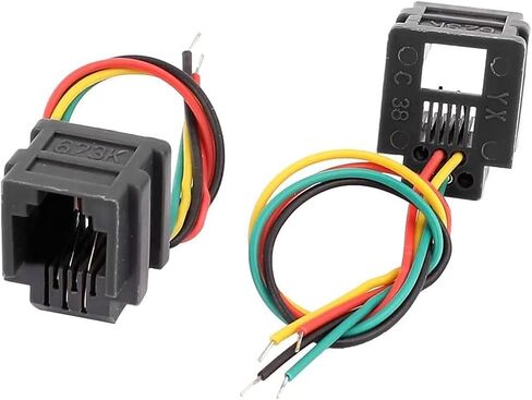 مع أسلاك RJ9 أنثى موصل 4P4C PCB مقبس جبل موصلات الهاتف محولات رمادي - (15 قطعة) in Kuwait