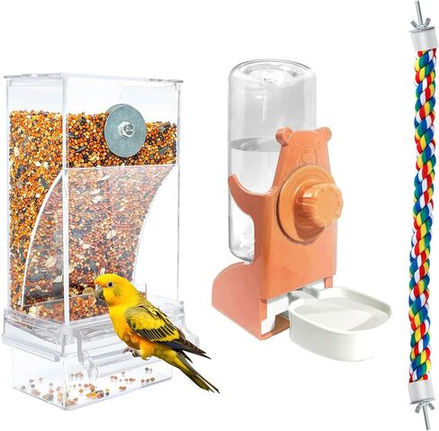 VERTUPET No Mess Bird Feeders Automatic Transparent Acrylic Food Container for Cage Automatic Parrot Feeder Seed Container Cage Accessories for Budgies Canary Cockatiel Finch in Saudi Arabia