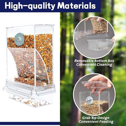 VERTUPET No Mess Bird Feeders Automatic Transparent Acrylic Food Container for Cage Automatic Parrot Feeder Seed Container Cage Accessories for Budgies Canary Cockatiel Finch in Saudi Arabia