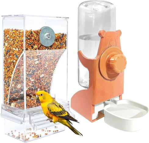 VERTUPET No Mess Bird Feeder حاوية طعام أكريليك شفافة أوتوماتيكية لقفص تغذية الببغاء الأوتوماتيكية حاوية البذور ملحقات القفص للببغاء الكناري وكوكاتيل فينش in Saudi Arabia