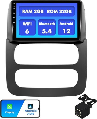 2+32G Android 12 Double Din Car Stereo for Dodge RAM 1500/2500/3500 2002-2005 مع شاشة لمس 9 بوصة راديو Carplay لاسلكي مدمج/Android Auto/GPS/Bluetooth/FM/AUX-in/SWC/كاميرا احتياطية in Saudi Arabia