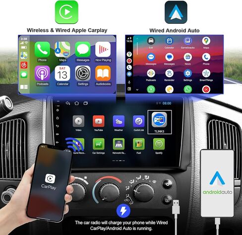 2+32G Android 12 Double Din Car Stereo for Dodge RAM 1500/2500/3500 2002-2005 مع شاشة لمس 9 بوصة راديو Carplay لاسلكي مدمج/Android Auto/GPS/Bluetooth/FM/AUX-in/SWC/كاميرا احتياطية in Saudi Arabia