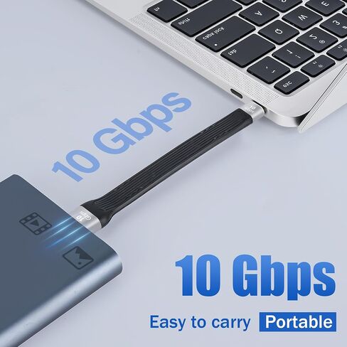 كابل USB C مسطح قصير بطول 0.4 قدم، كابل شحن USB-A إلى USB-C، يدعم مزامنة البيانات بسرعة 10 جيجابت في الثانية، شحن سريع 3A، تصميم FPC، لبنك الطاقة، سلسلة iPhone 15، MacBook Pro، Galaxy 23، OnePlus 8T LG V40 in Saudi Arabia