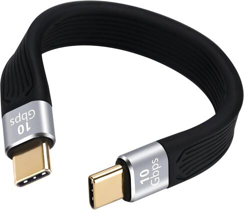 كابل USB C مسطح قصير بطول 0.4 قدم، كابل شحن USB-A إلى USB-C، يدعم مزامنة البيانات بسرعة 10 جيجابت في الثانية، شحن سريع 3A، تصميم FPC، لبنك الطاقة، سلسلة iPhone 15، MacBook Pro، Galaxy 23، OnePlus 8T LG V40 in Saudi Arabia