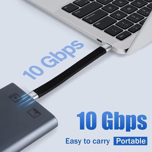 كابل USB C مسطح قصير بطول 0.4 قدم، كابل شحن USB-A إلى USB-C، يدعم مزامنة البيانات بسرعة 10 جيجابت في الثانية، شحن سريع 3A، تصميم FPC، لبنك الطاقة، سلسلة iPhone 15، MacBook Pro، Galaxy 23، OnePlus 8T LG V40 in Saudi Arabia